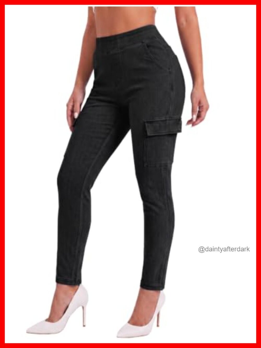 High Waisted Skinny Cargo Jeans Stretch Denim Tummy Control Pants